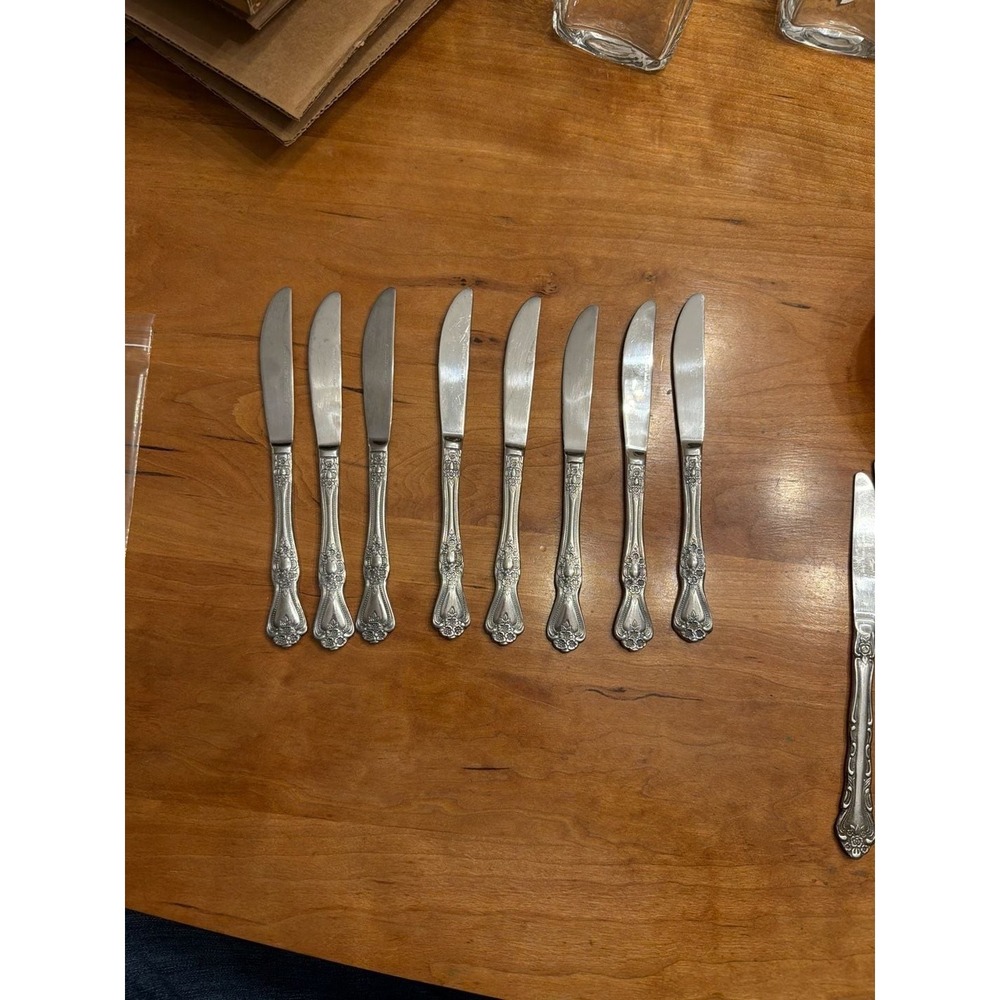 Set of‎ 8 Sakura St. Moritz Stainless Steel Dinner Knives Floral Pattern